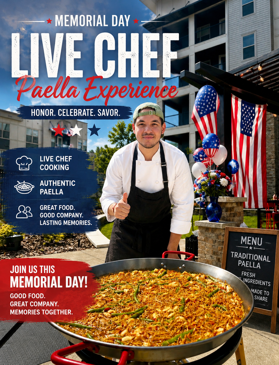 MEMORIAL DAY EXCLUSIVE: Private Live Chef Paella Experience